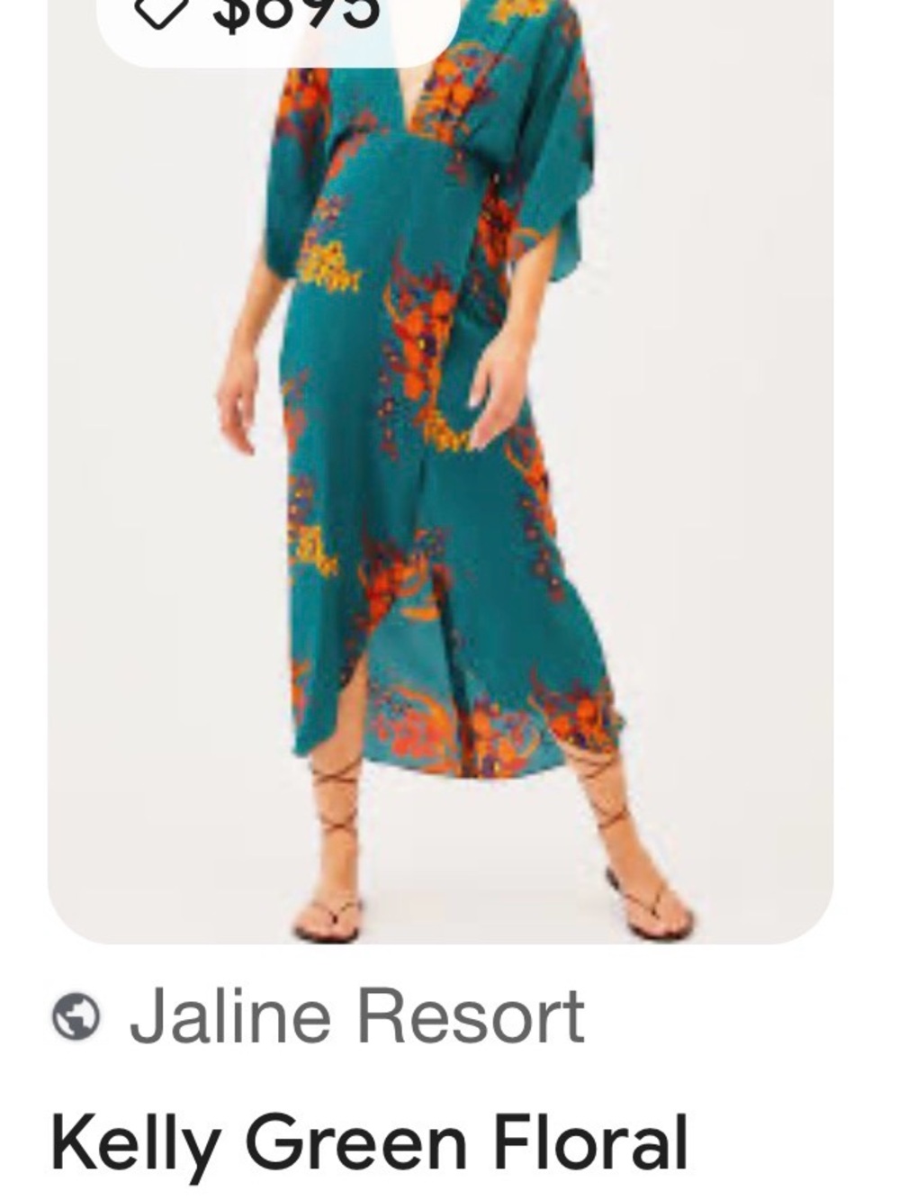 Jaline Kelly Green Silk /viscose Floral Maxi Dress